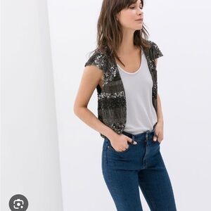 Zara Beaded Capped Sleeve Jacket - NWT